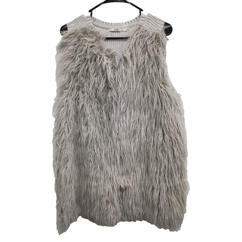 OST Womens Vest Size Large Gray Cloud‎ Heat Combo Faux Fur Mob Wife Outdoor NWT